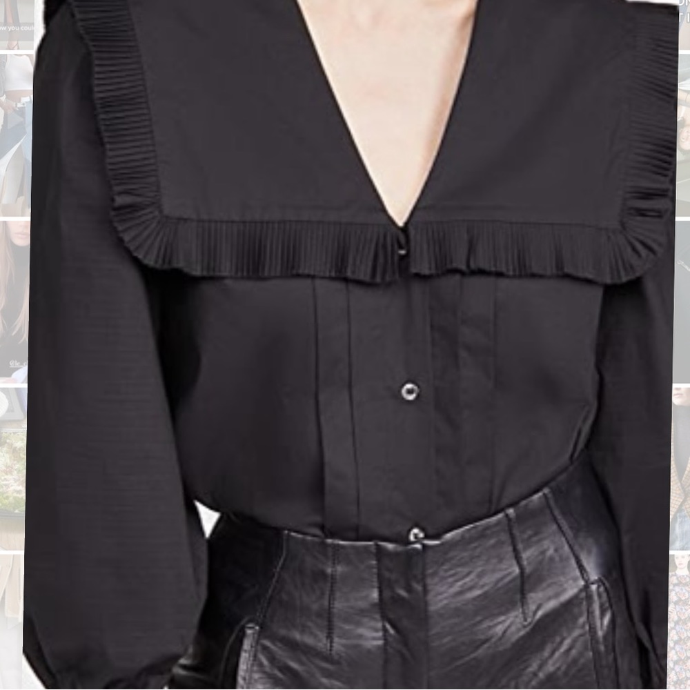 Sea pleated Charlie long sleeve blouse, S, NWT - Picture 2 of 2